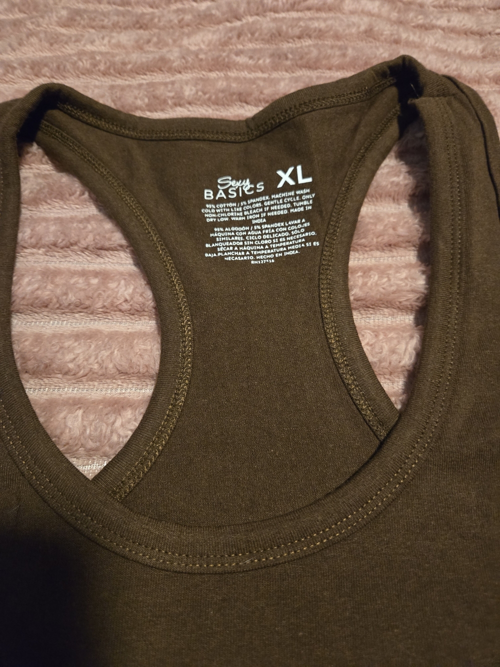 Soft Brown Tank with Metallic Hearts On Front & Detailed Back. - Picture 2 of 3